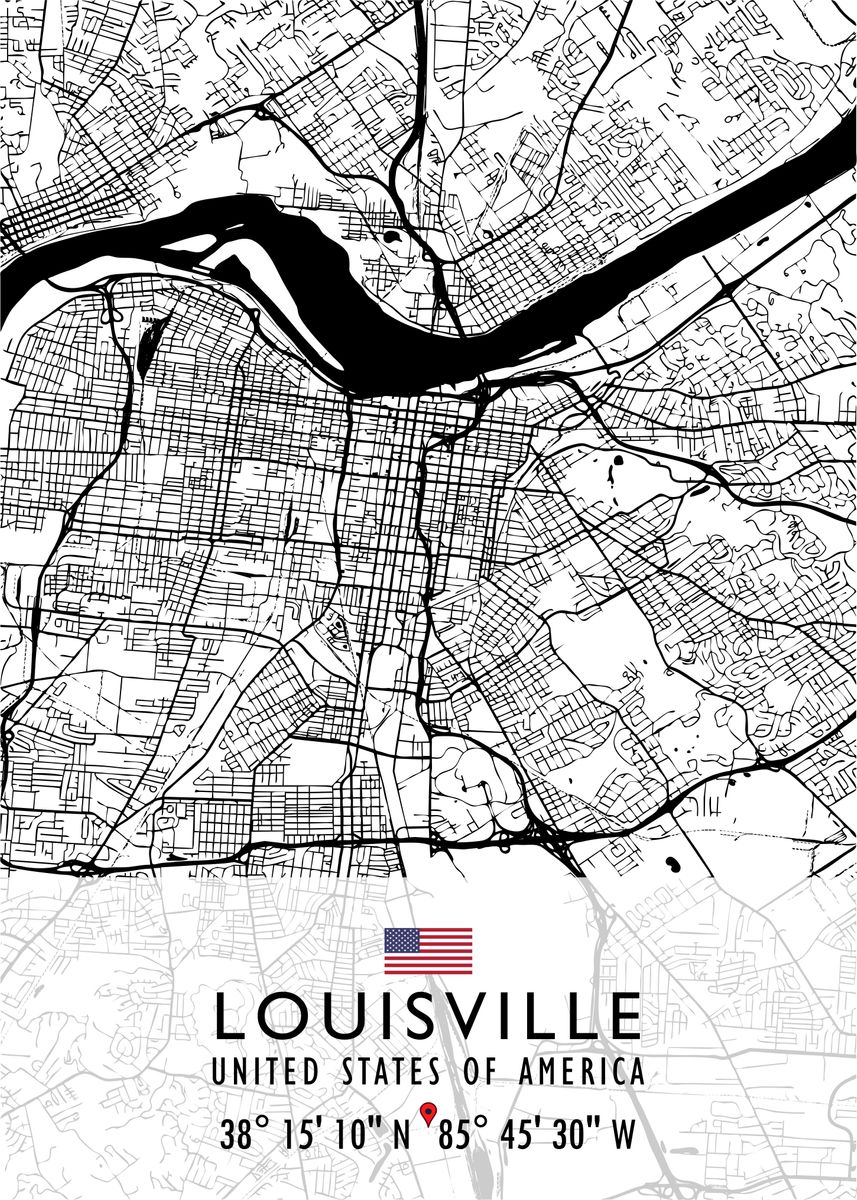 'LOUISVILLE MAP USA' Poster, picture, metal print, paint by Artistic ...