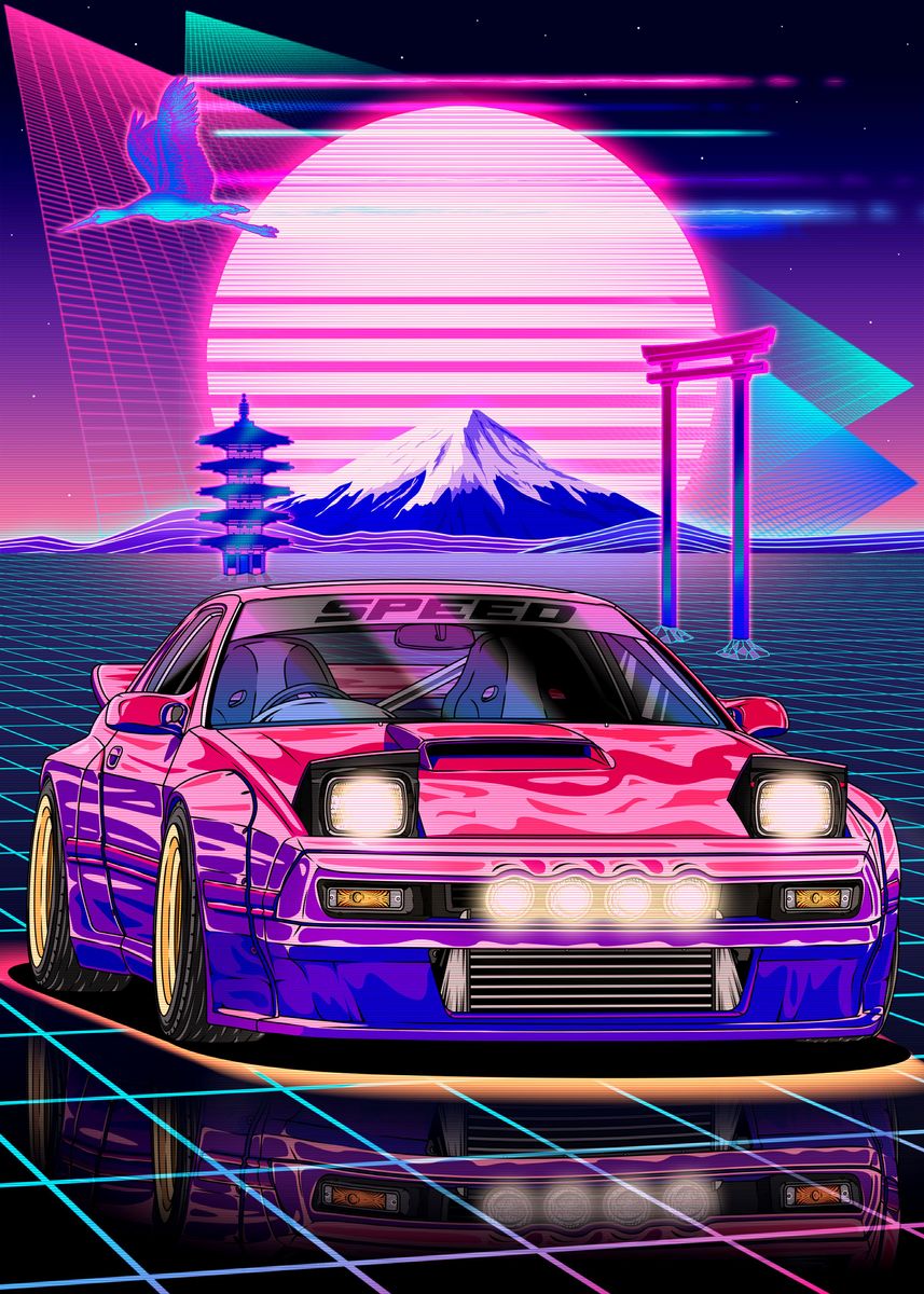 'Mazda RX7 Turbo2 Vaporwave' Poster, picture, metal print, paint by ...