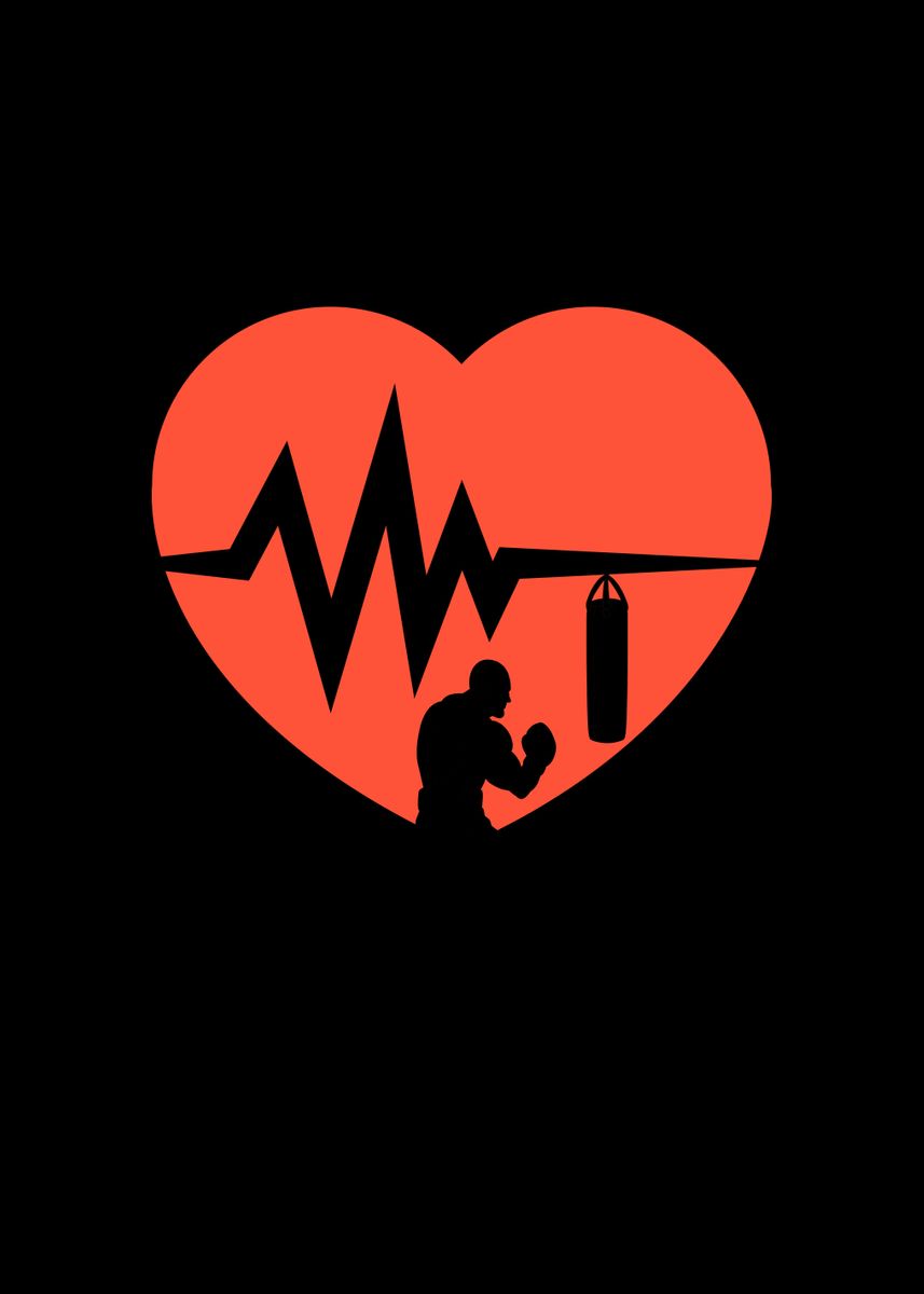 'Boxing Lover Bag Box Heart' Poster, picture, metal print, paint by ...