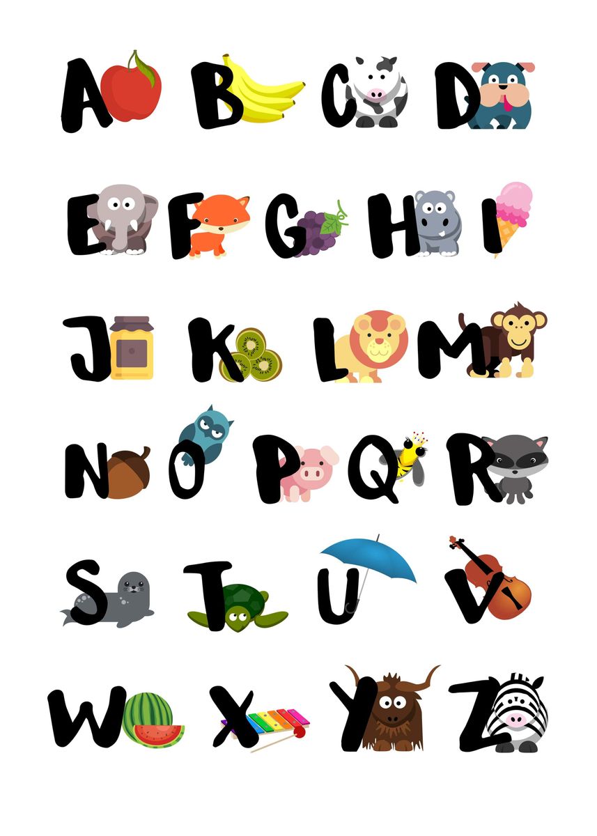 'animal Aplhabet Abc' Poster By Max Ronn 