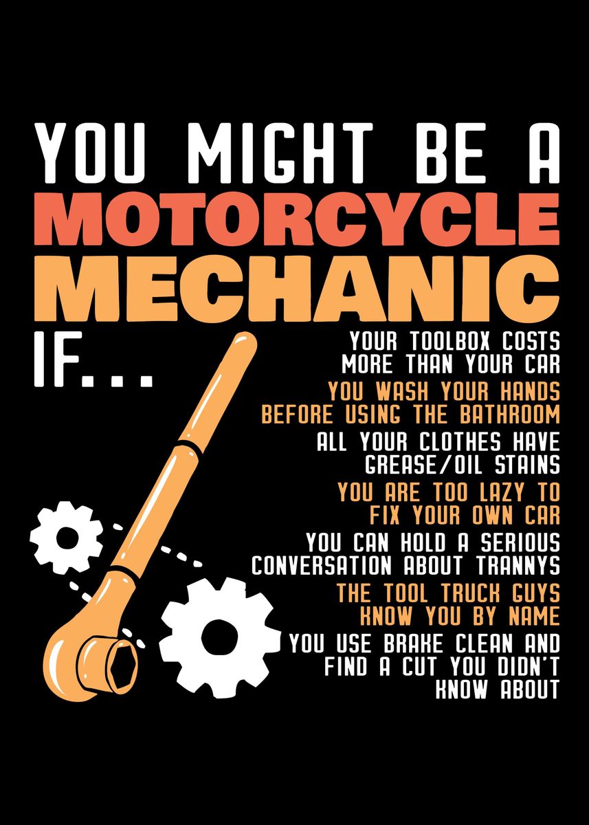 'Motorcycle Mechanic Biker' Poster, picture, metal print, paint by ...