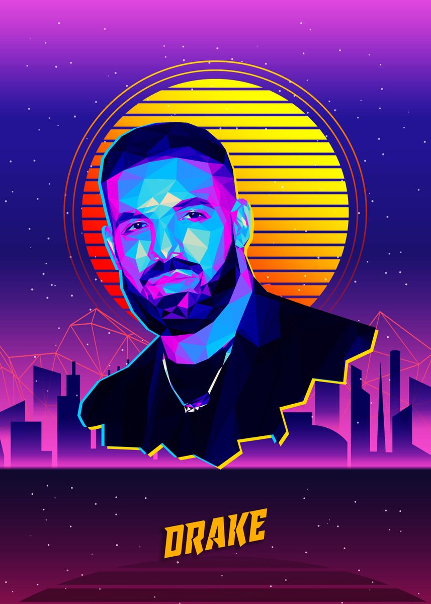 Drake' Poster, picture, metal print, paint by Lowpoly Posters