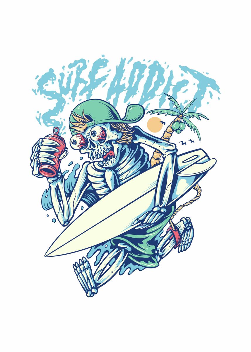 'Surf Addict' Poster, picture, metal print, paint by Quilimo Studio ...