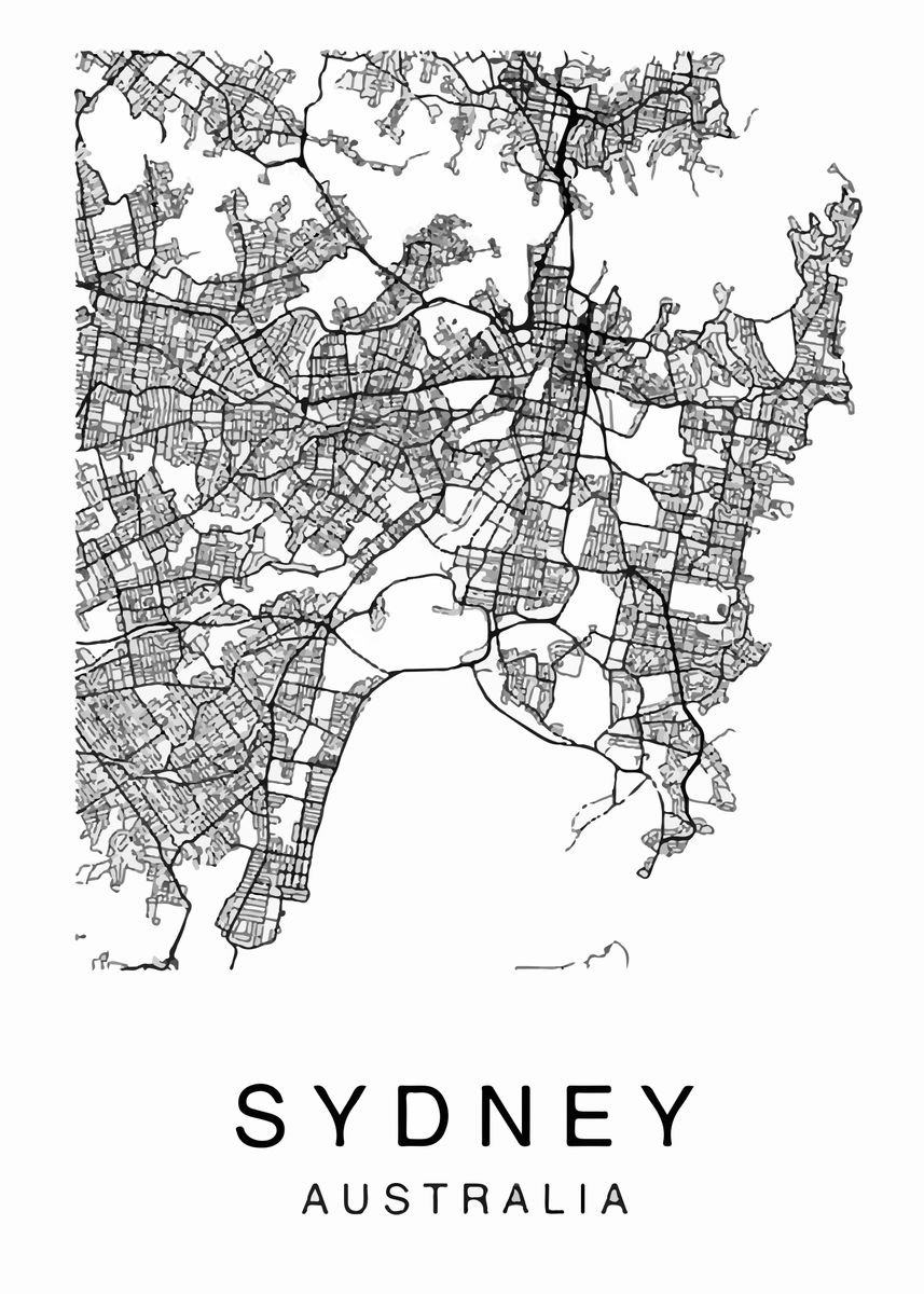 'Sydney Australia Map' Poster by King ART | Displate