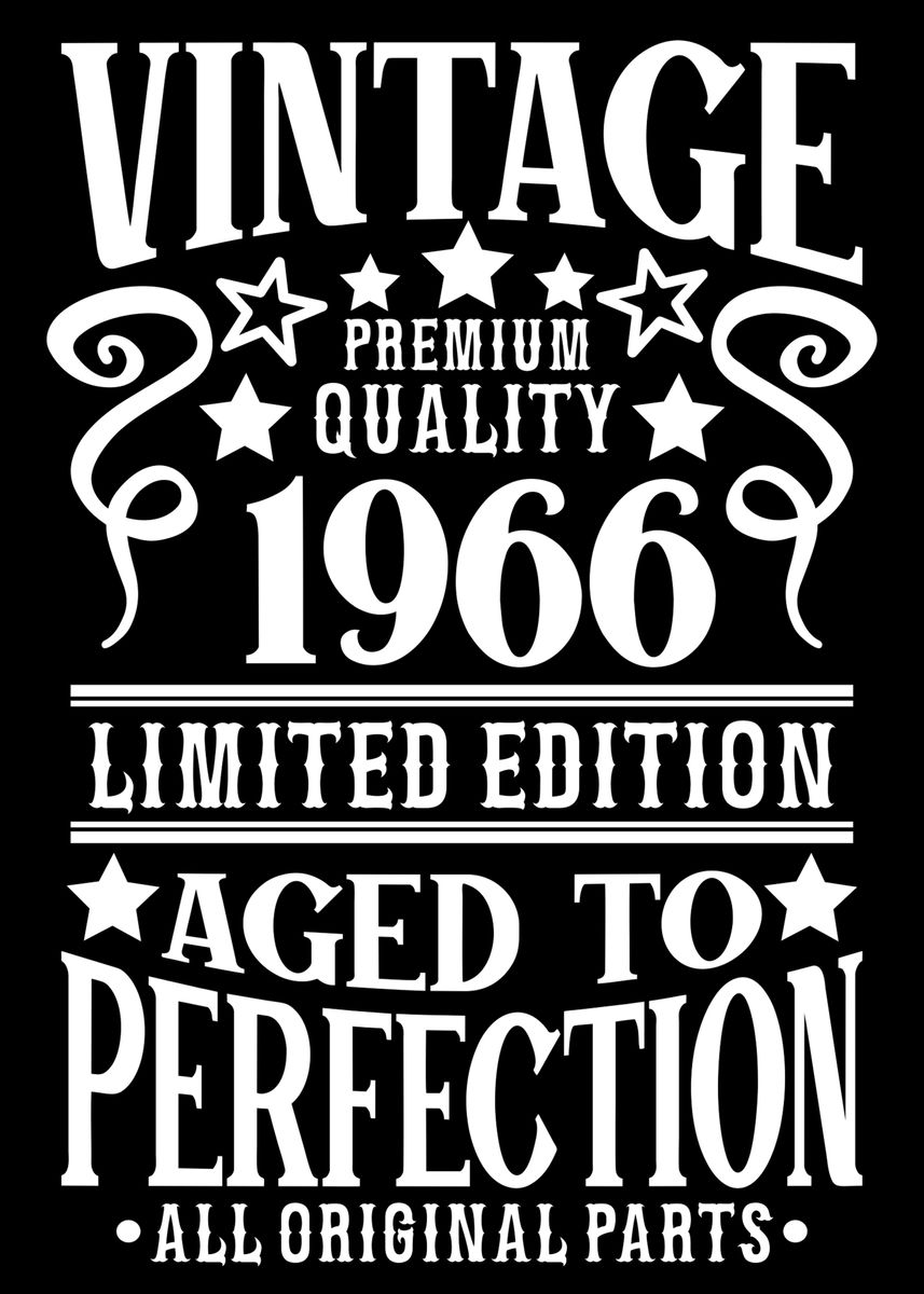 'Vintage Birthday 1966' Poster, picture, metal print, paint by Max Ronn ...