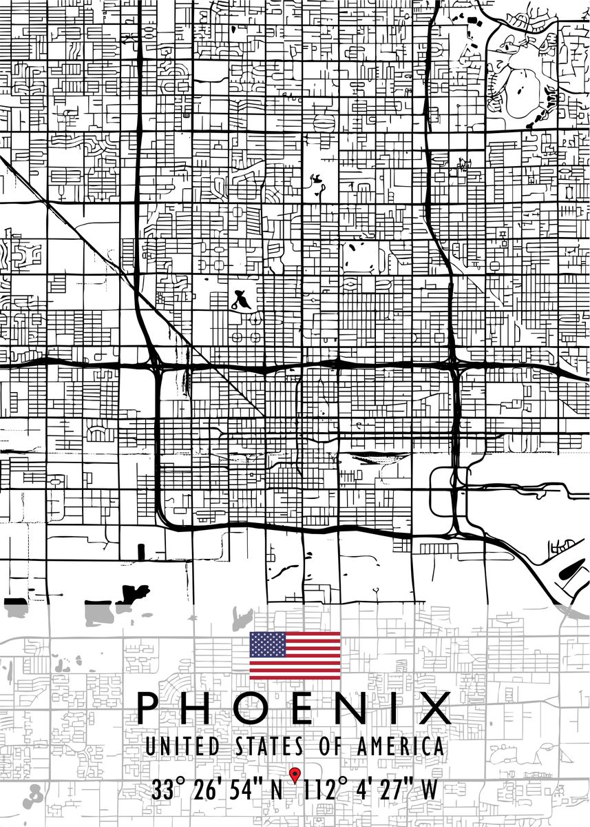 'PHOENIX MAP USA' Poster, picture, metal print, paint by Artistic ...