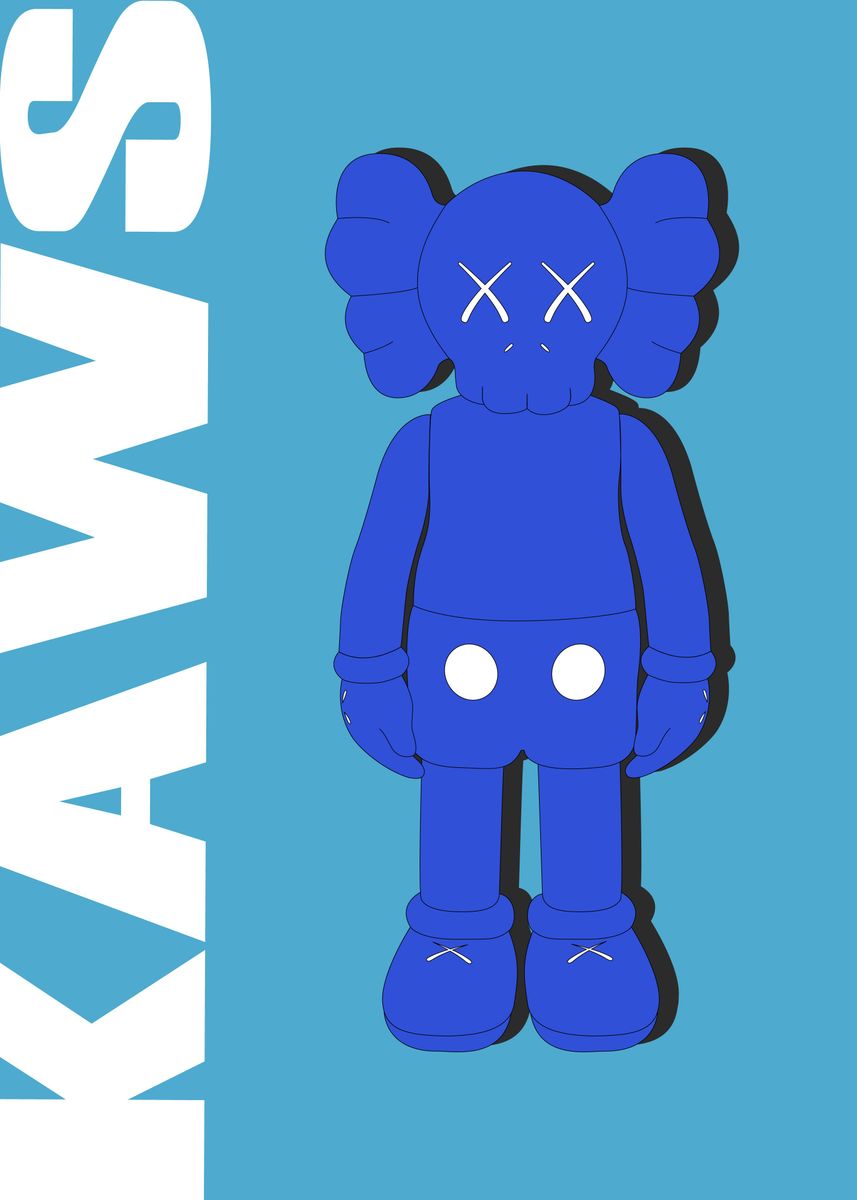 'Blue Kaws Poster' Poster, picture, metal print, paint by SBS | Displate