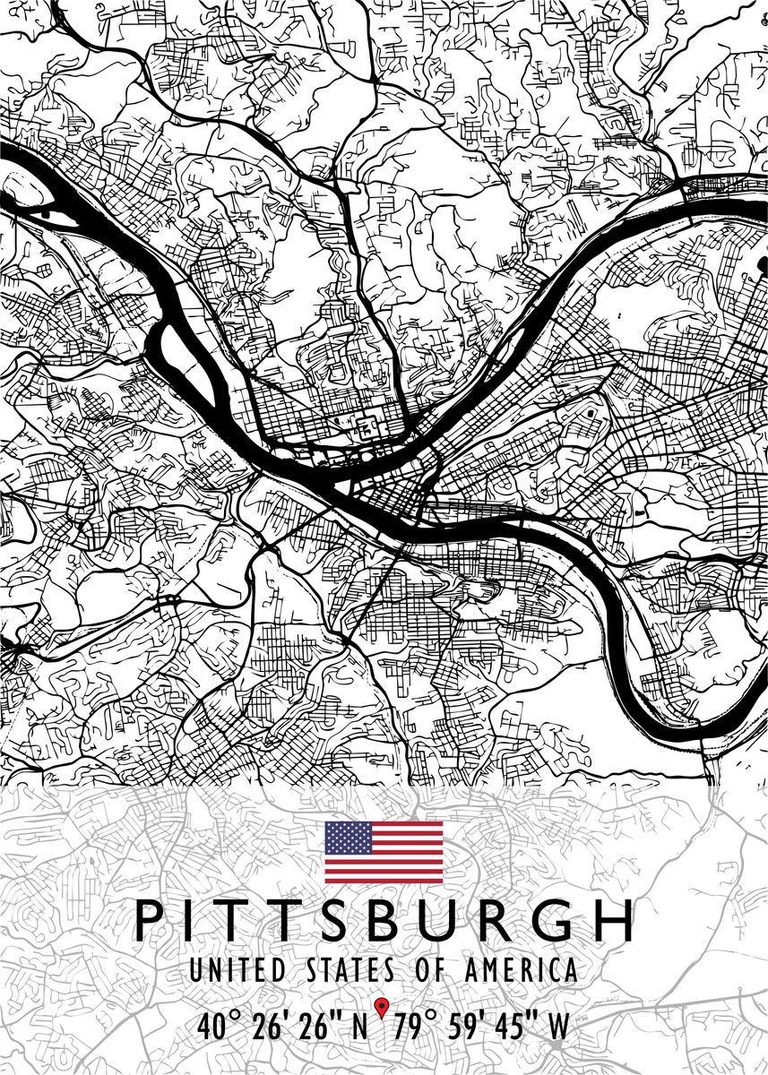 'PITTSBURGH MAP USA' Poster by Artistic Paradigms | Displate