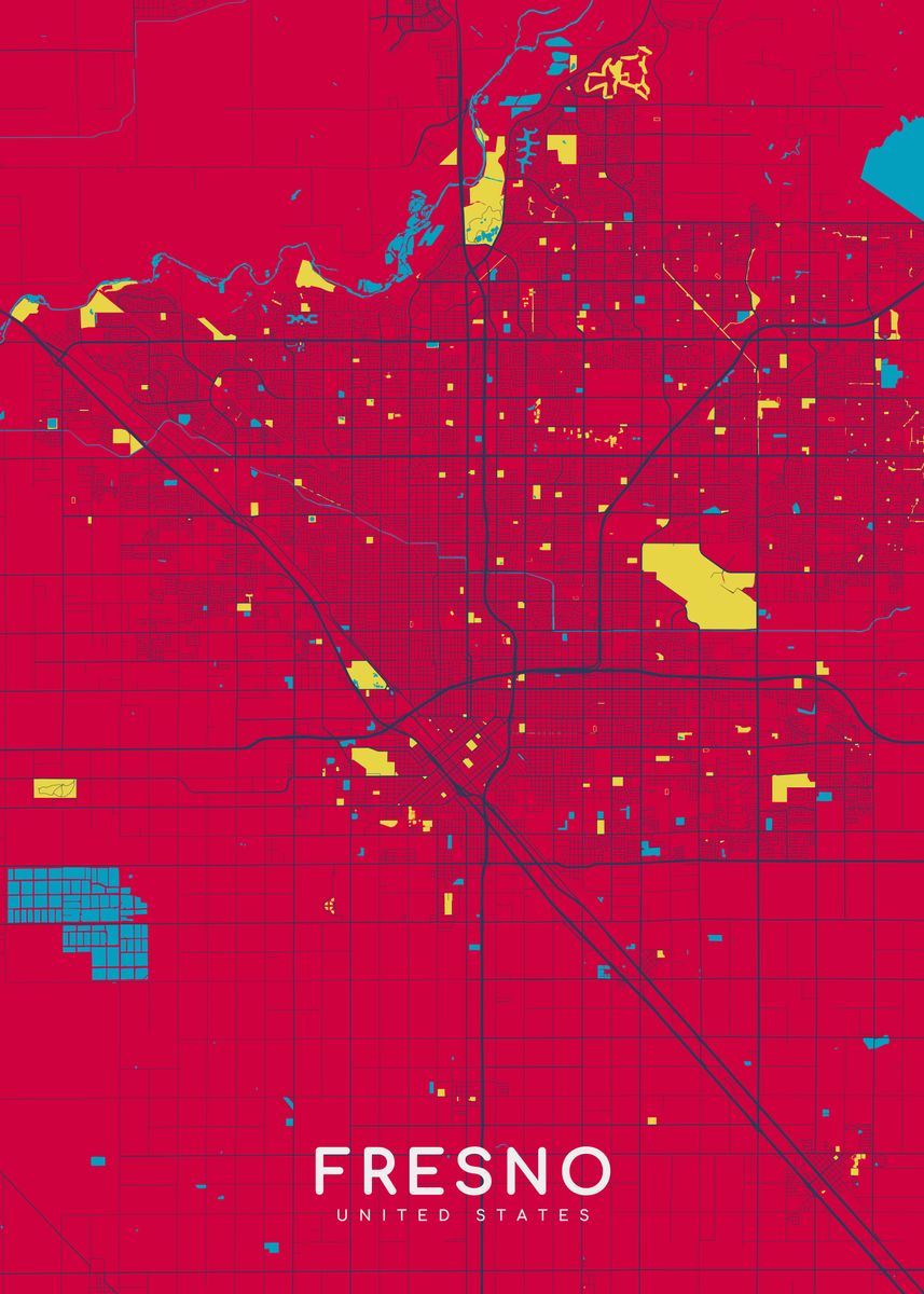 'Fresno' Poster, picture, metal print, paint by mapsies Displate