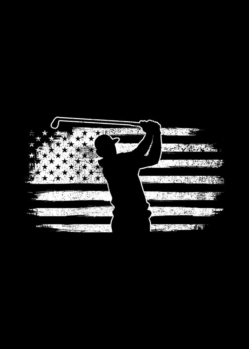 'Golfing Golf American Flag' Poster by Mealla | Displate