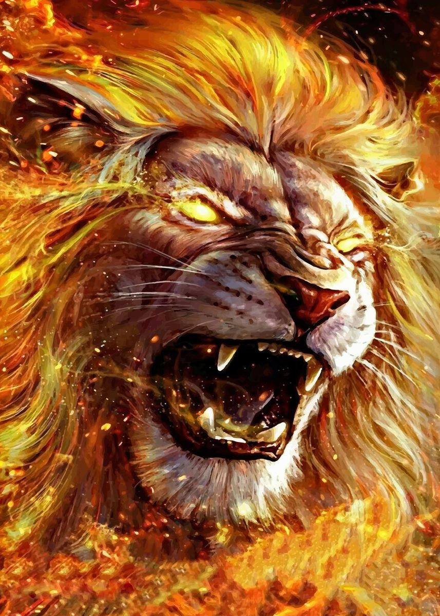 'Lion Fire ' Poster by Poster For Life  | Displate