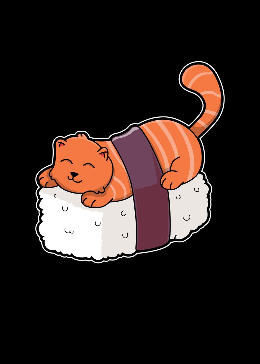 'Sushi Cat Kitten' Poster by platedesigns4you | Displate