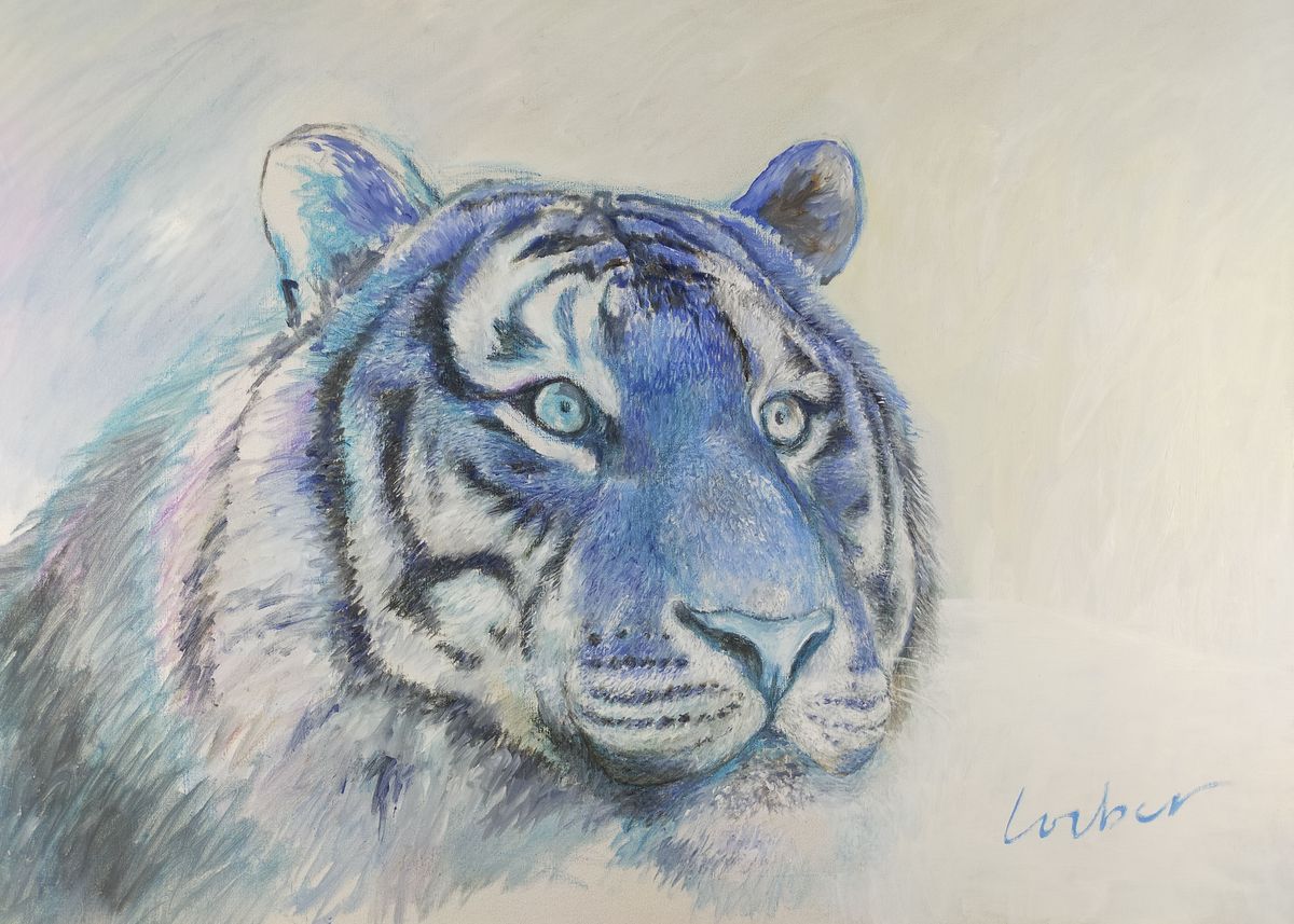 'Blue Tiger' Poster by Atelier du Loup Bleu  | Displate