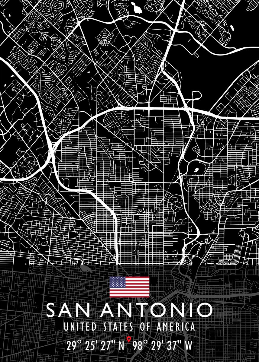 'SAN ANTONIO MAP USA' Poster by Artistic Paradigms | Displate