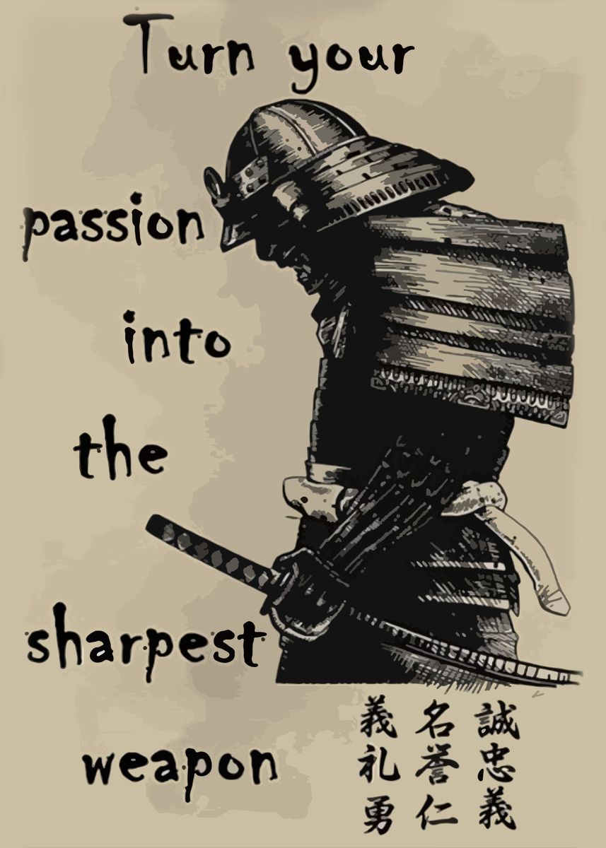 'SAMURAI Japan Quote' Poster, picture, metal print, paint by King ART ...