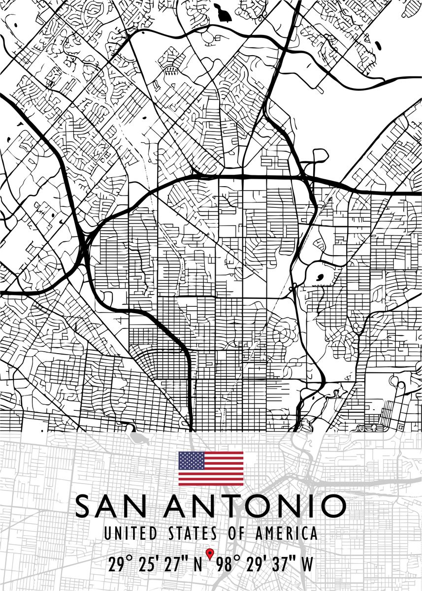 'san Antonio Map Usa' Poster By Artistic Paradigms 