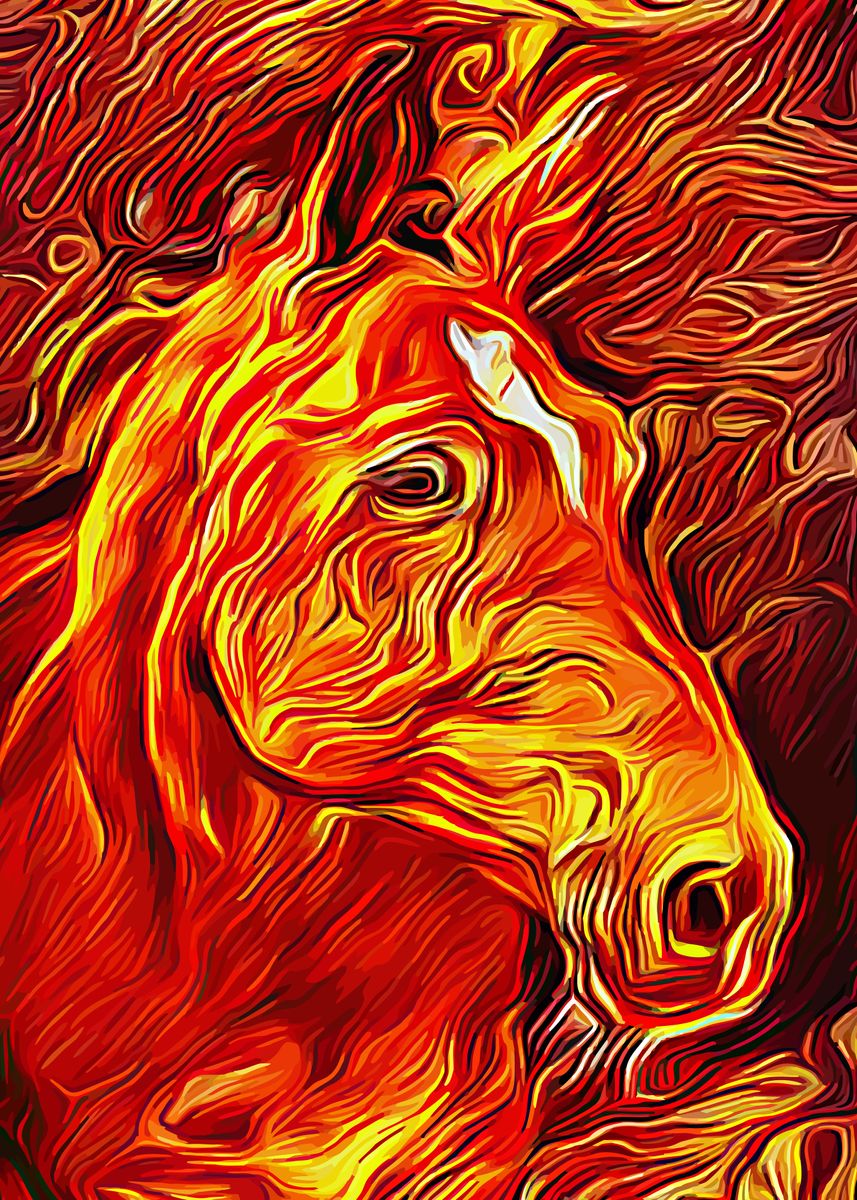 'Horse Flaming' Poster, picture, metal print, paint by MasterHead ...