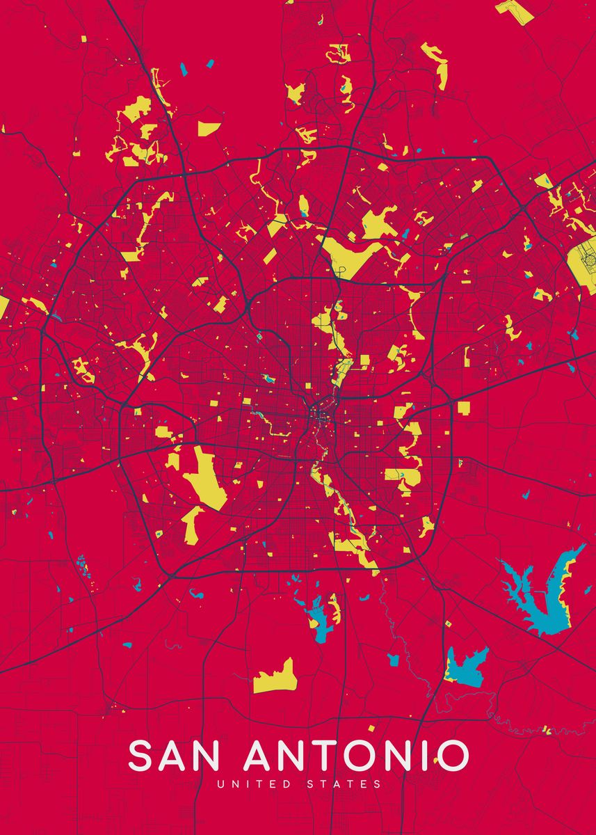 'San Antonio' Poster, picture, metal print, paint by mapsies Displate