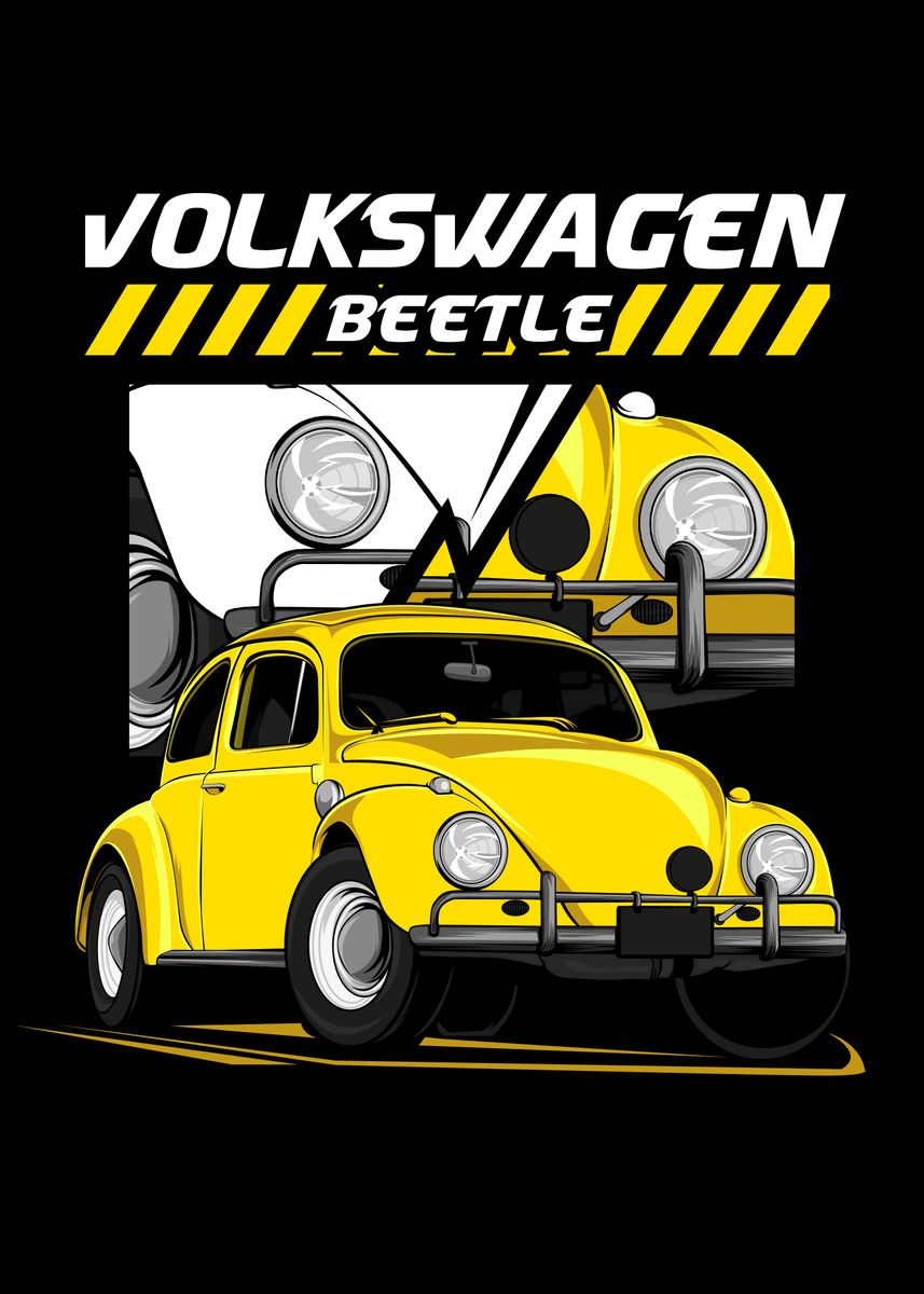 'Volkswagen Beetle Car' Poster, picture, metal print, paint by Vector ...