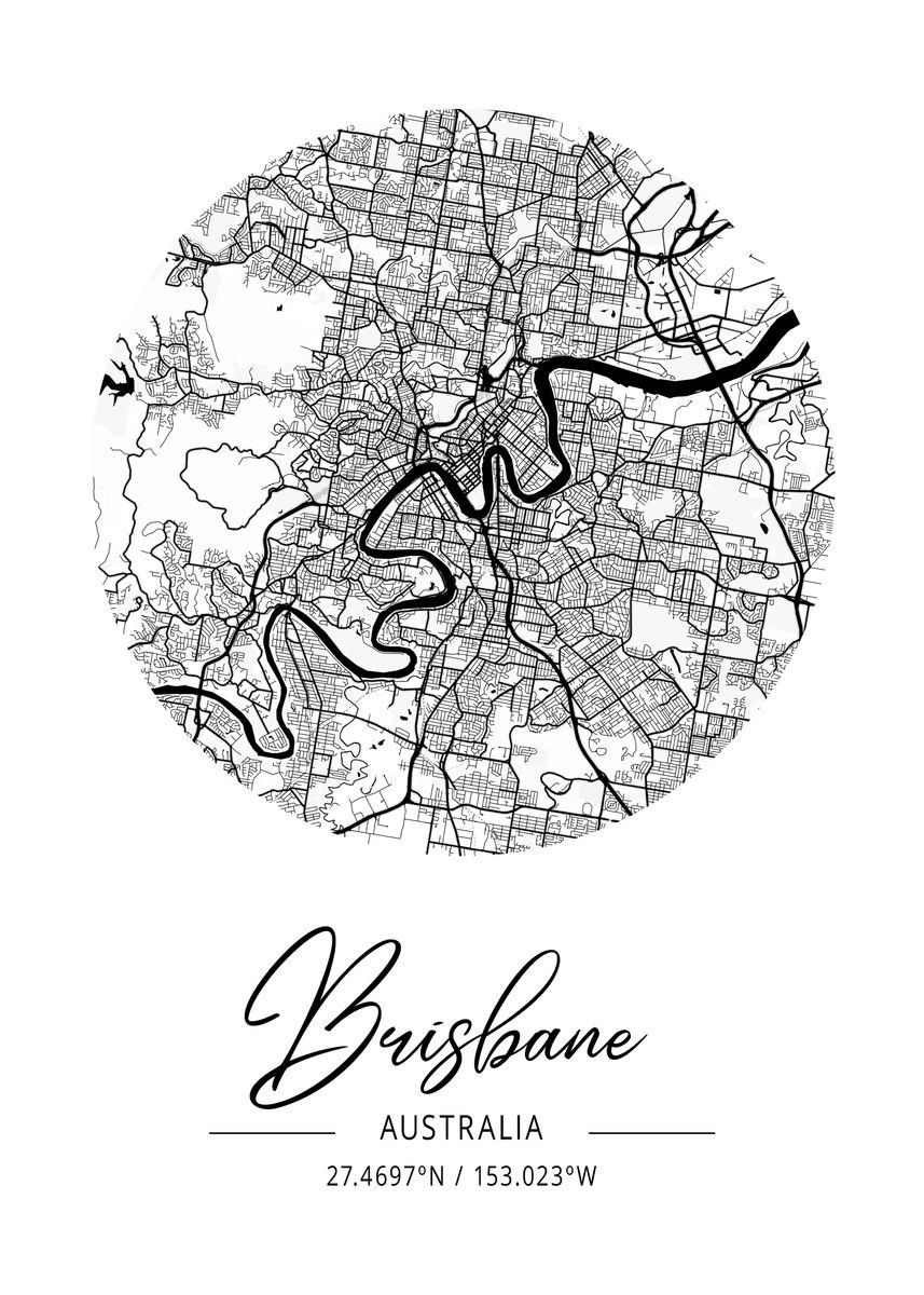 'Brisbane Map Australia' Poster by Max Ronn | Displate