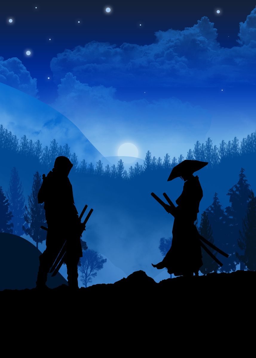 'sunset with samurai' Poster by Theng Id | Displate