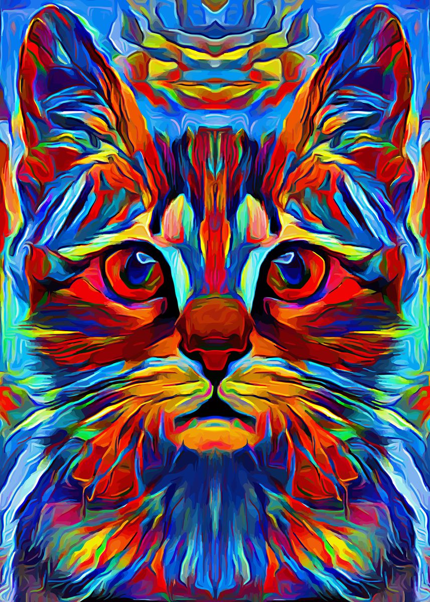 'Cat Color' Poster, picture, metal print, paint by MasterHead | Displate