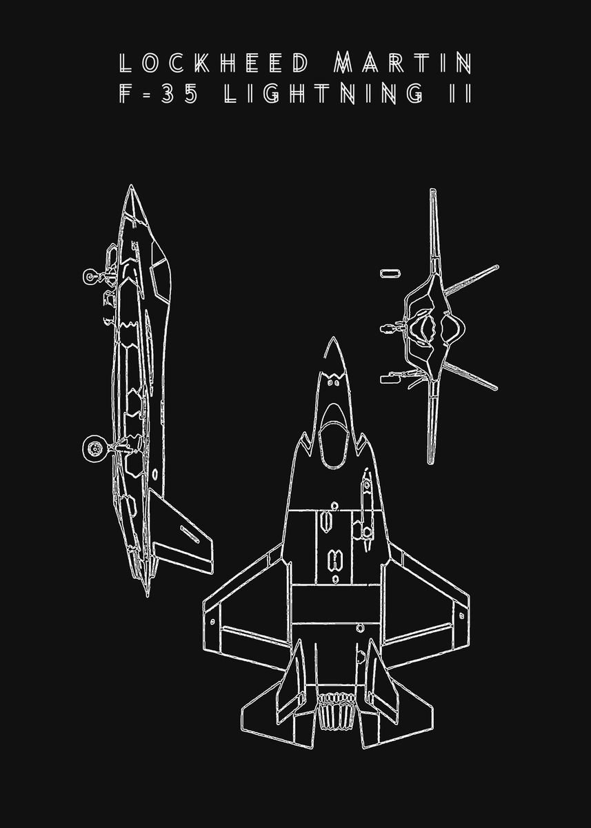 'F35 Lightning II Blueprint' Poster by Zero Nine | Displate