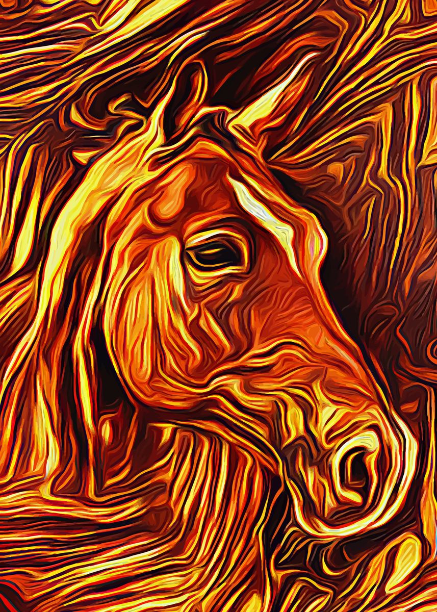 'Horse Golden' Poster by MasterHead | Displate