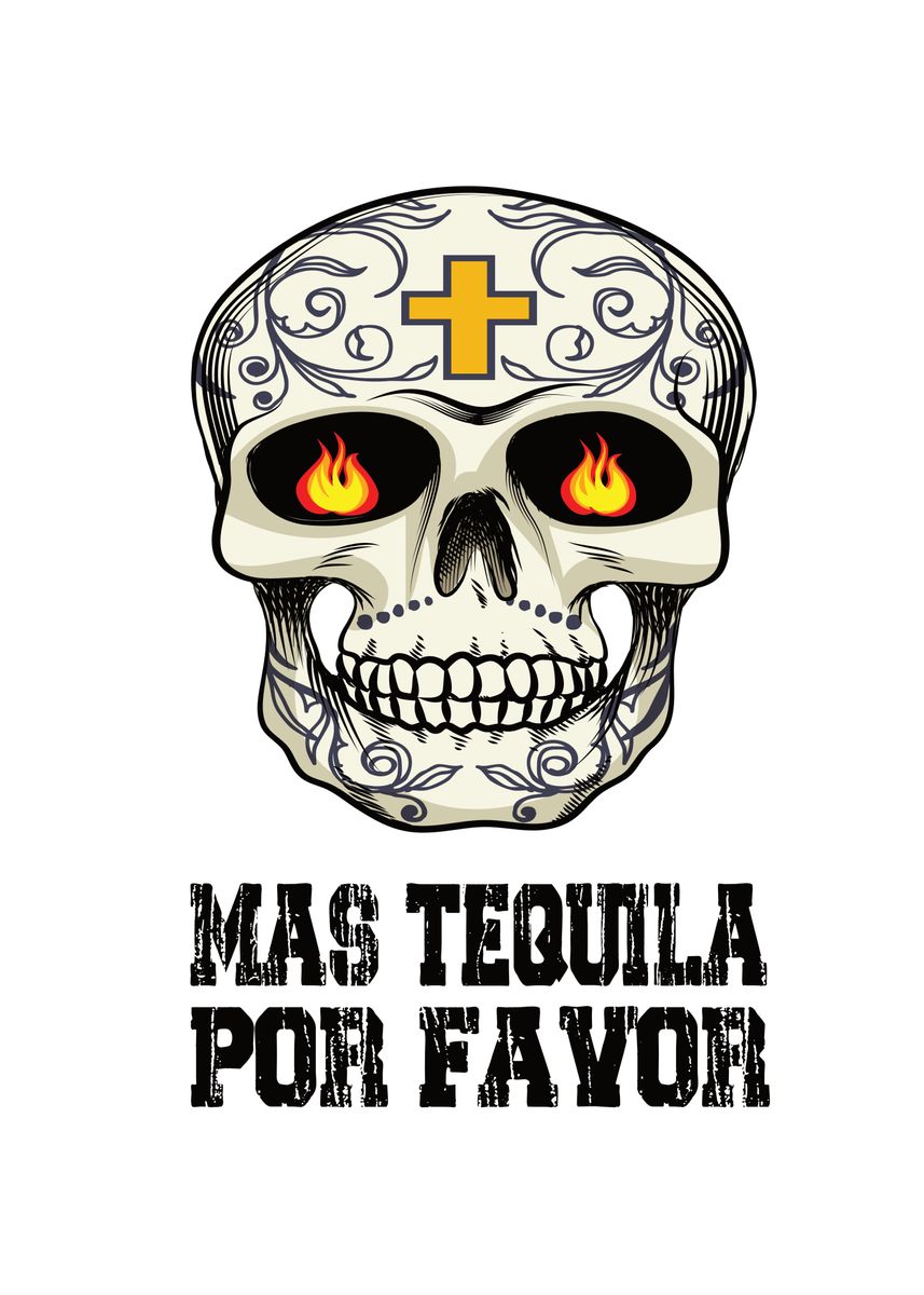 ‘Skull Tequila Halloween’ Poster by Steven Zimmer | Displate