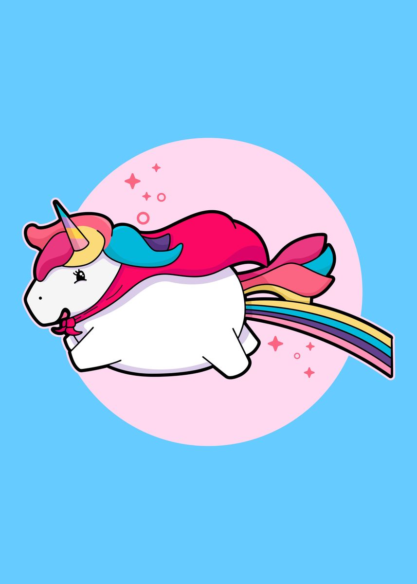 'Unicorn Superhero Rainbow' Poster, picture, metal print, paint by ...