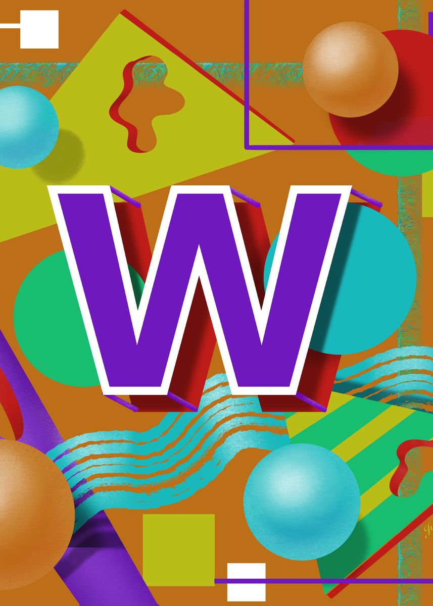 'Letter W' Poster, picture, metal print, paint by Julia Rudens | Displate