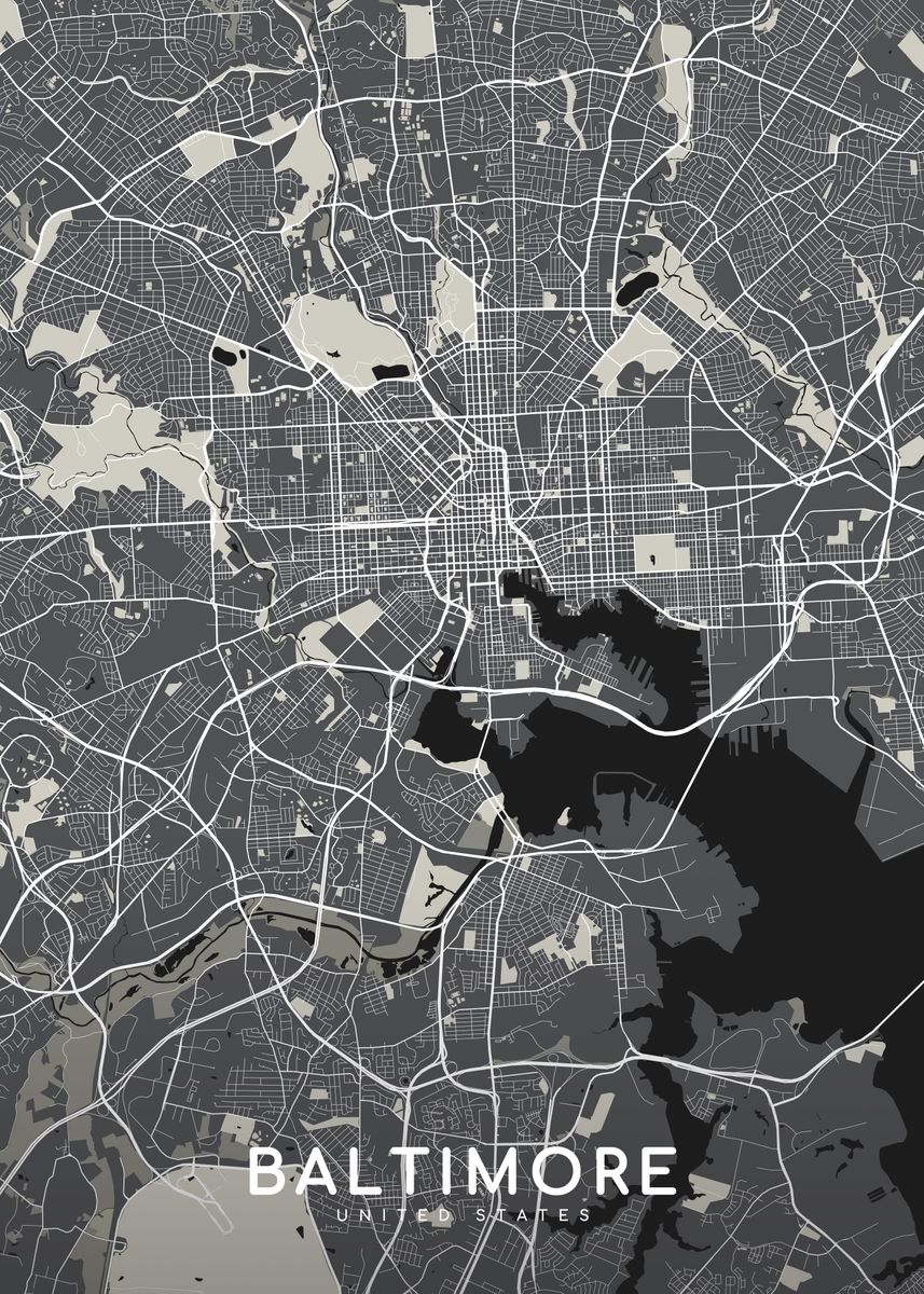 'Baltimore' Poster, picture, metal print, paint by mapsies | Displate