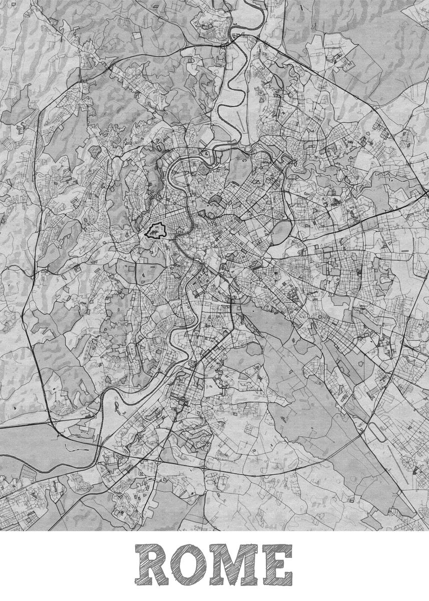 &lsquo;Rome Italy City Map Italia&rsquo; Poster by Tim Hinz | Displate