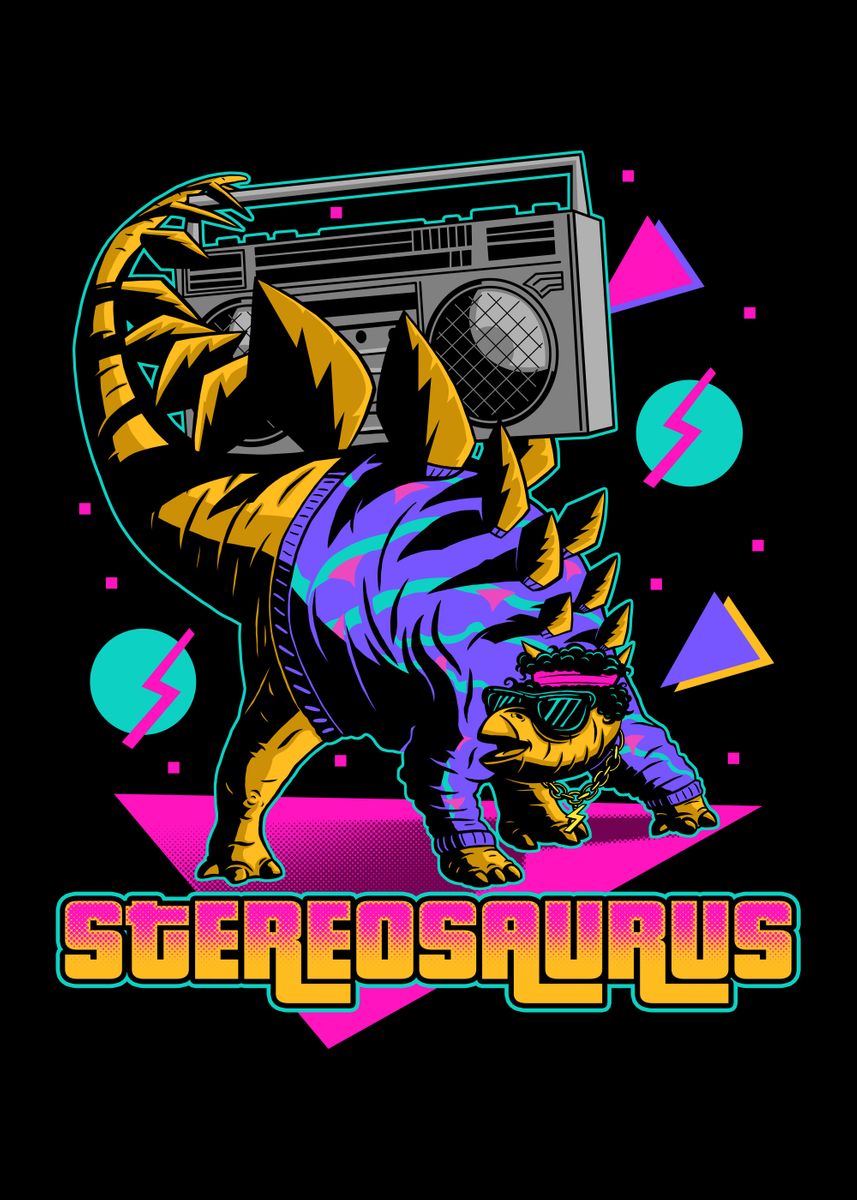 'Stereosaurus A Rad Dinos' Poster, picture, metal print, paint by ...