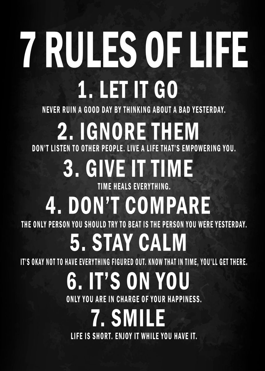 7 Rules Of Life Poster picture metal print paint by Nice Pictures