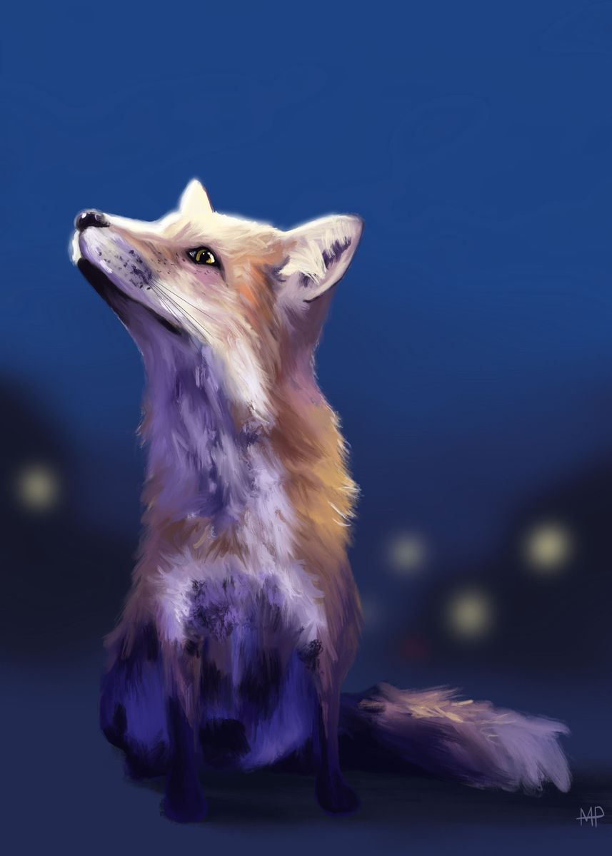 'Fox at Night' Poster, picture, metal print, paint by MatPriceArt ...