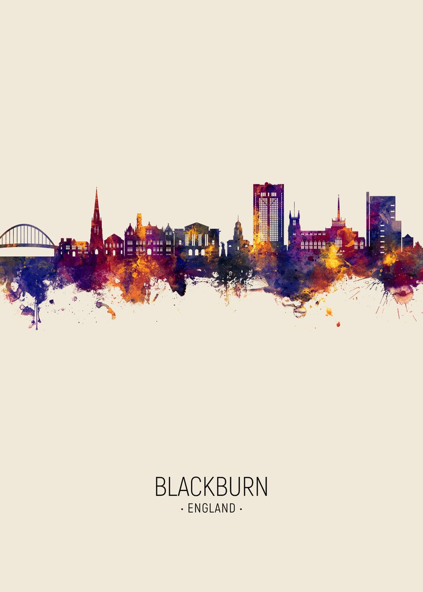 'Blackburn Skyline England' Poster by Michael Tompsett Displate