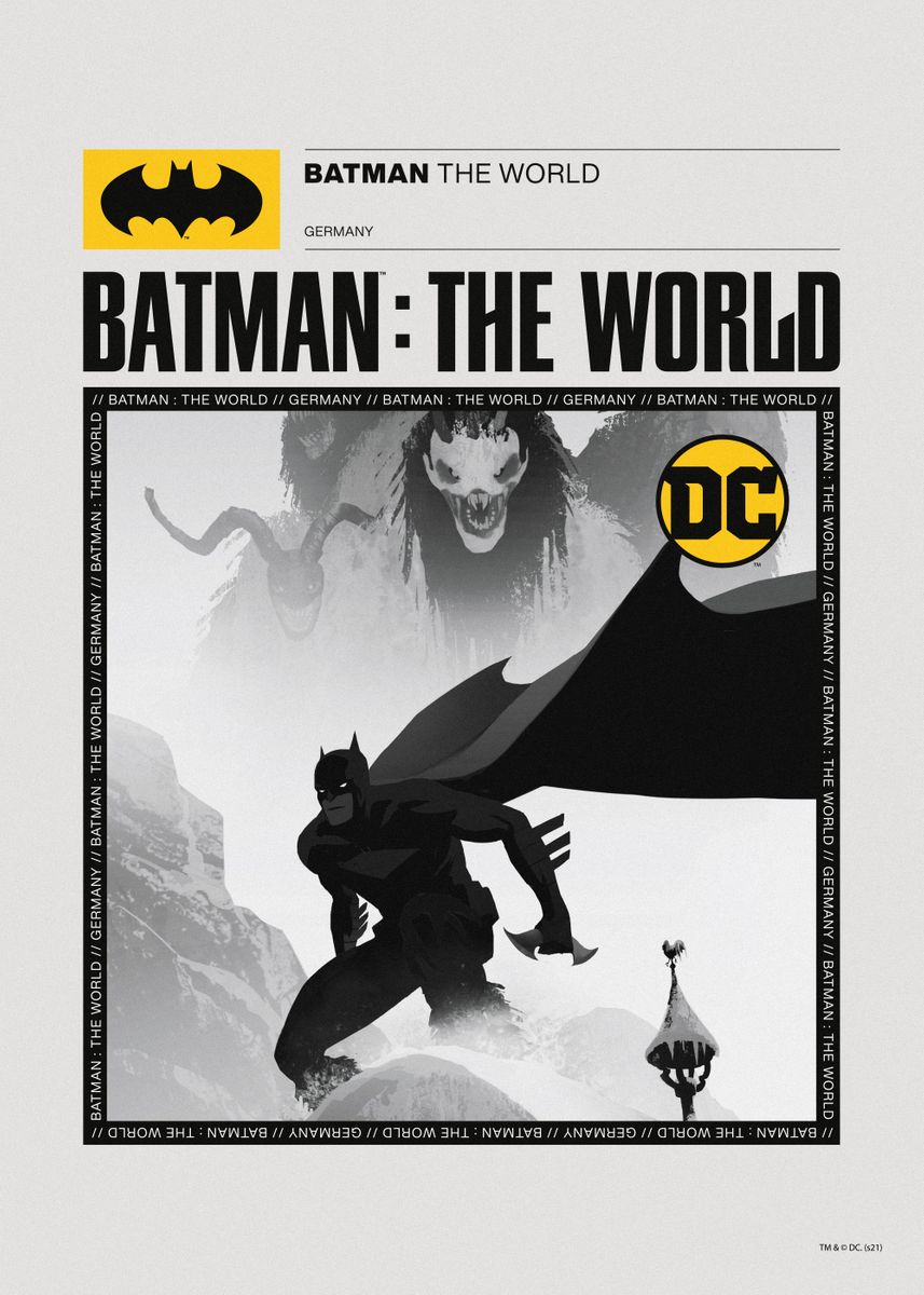 Batman The World BW Germany' Poster by DC Comics | Displate