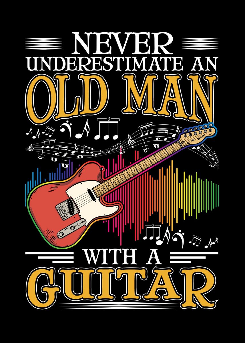 'Guitarist Old Man Guitar' Poster, picture, metal print, paint by ...