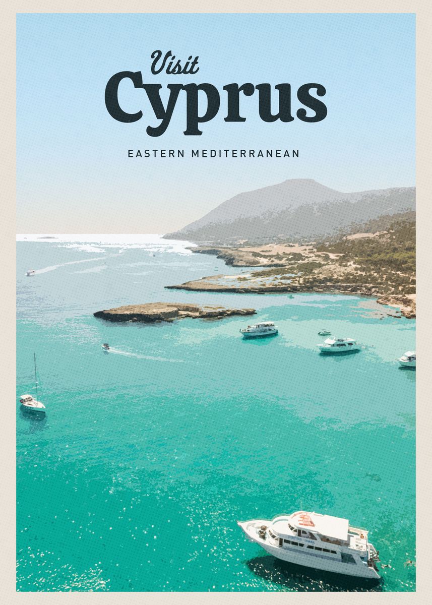 'Visit Cyprus' Poster, picture, metal print, paint by Mercury Club ...