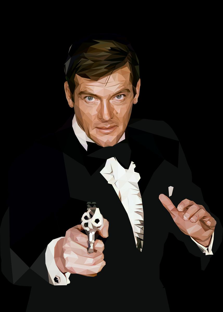 'roger moore james bond' Poster, picture, metal print, paint by Lowpoly ...