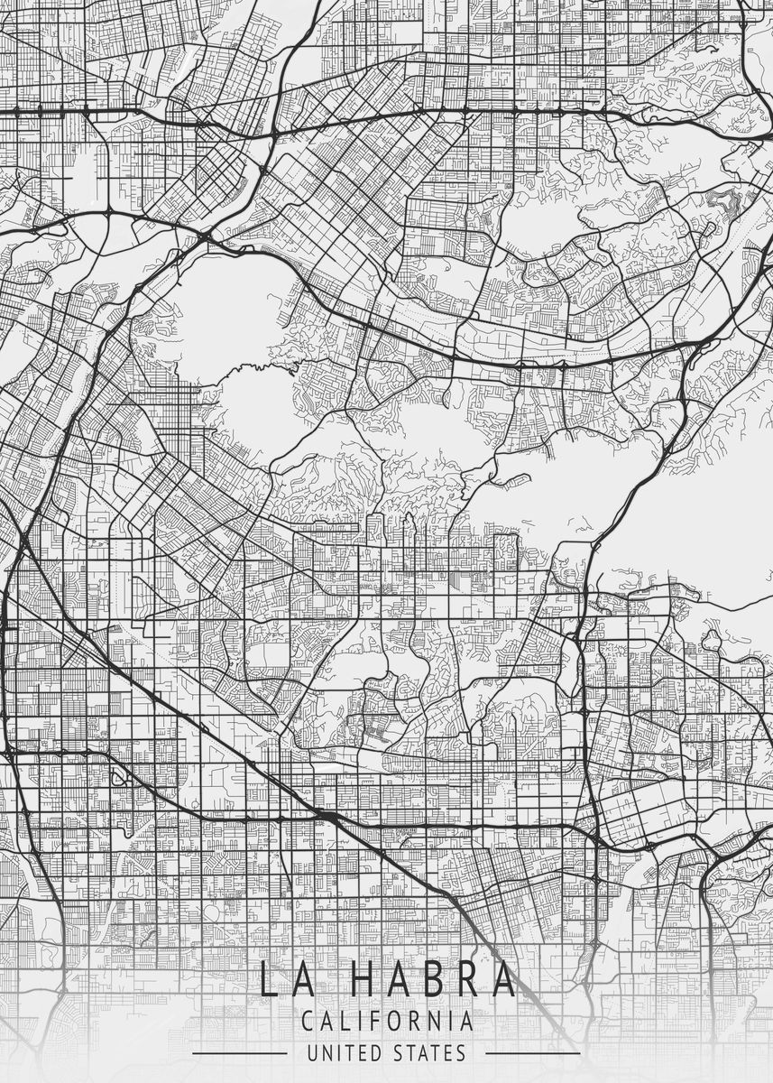 'La Habra City Map US' Poster by Tim Hinz Displate