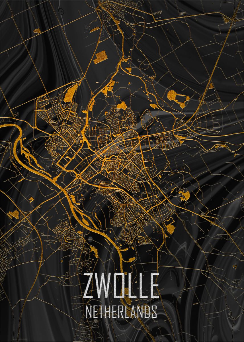 'Zwolle Netherlands Map' Poster by Coconut Sorbet Displate