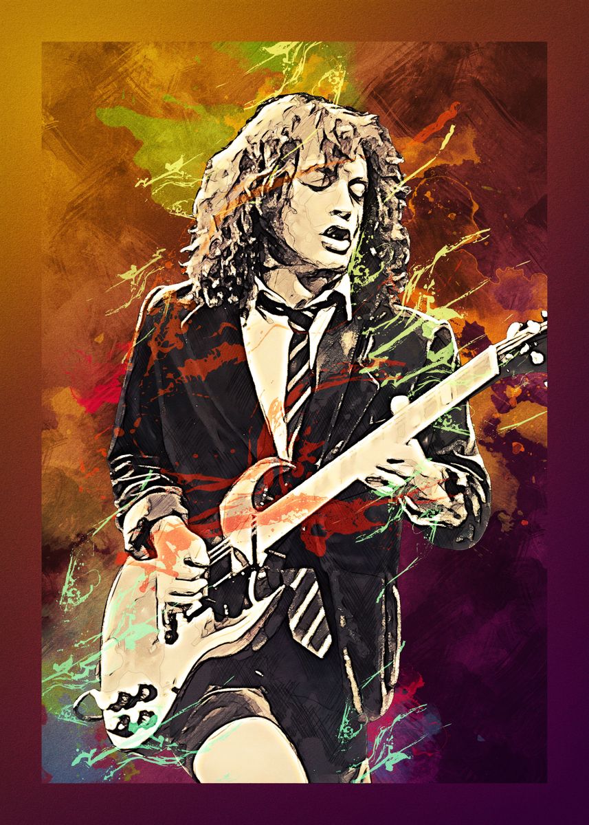 Angus Young signed photo print 