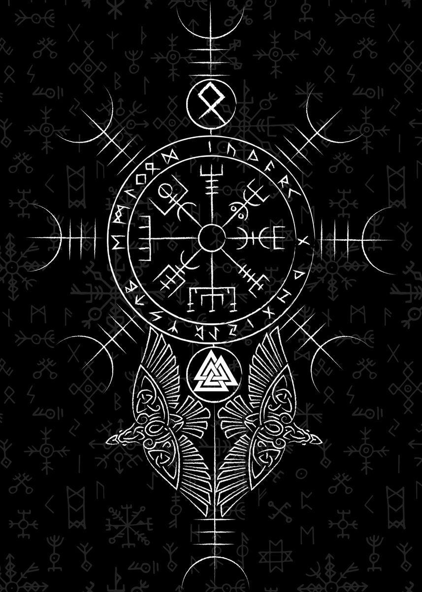 'Norse Lucky Charm Vegvisir' Poster, picture, metal print, paint by ...