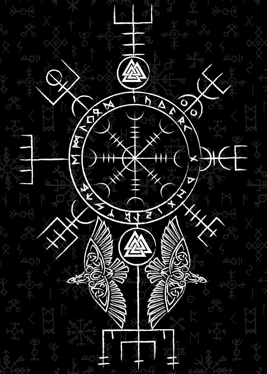 'Viking Compas Vegvisir ' Poster, picture, metal print, paint by ...