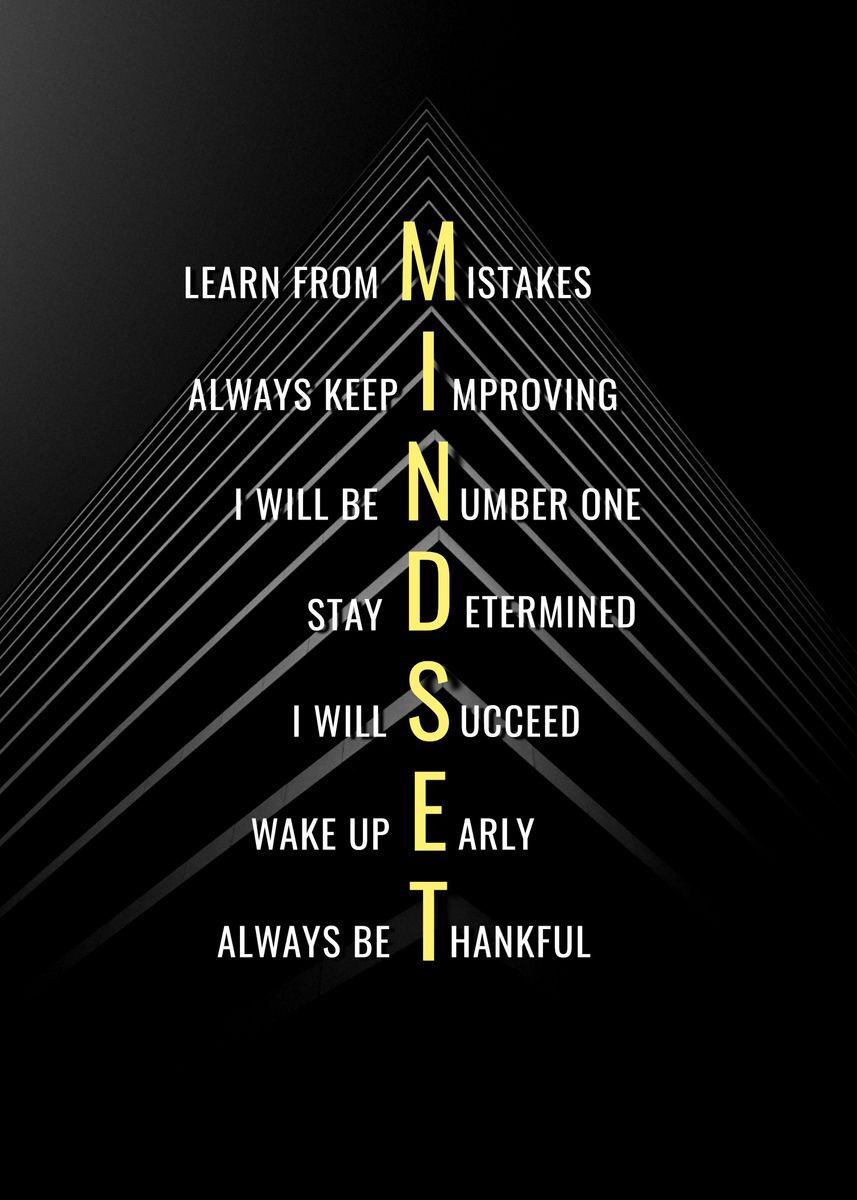 'MINDSET' Poster, picture, metal print, paint by Millionaire Quotes Displate