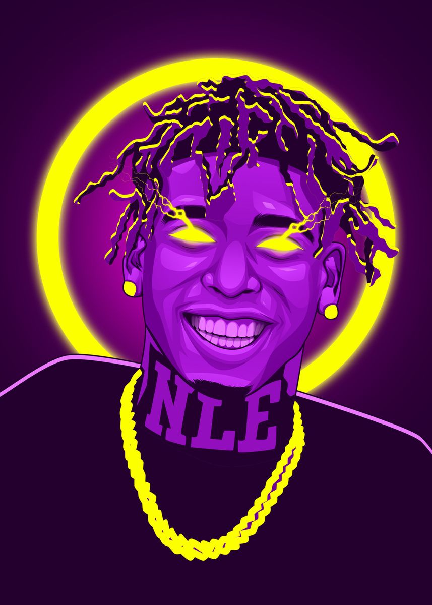 'NLE Choppa Neon' Poster, picture, metal print, paint by Colorize ...