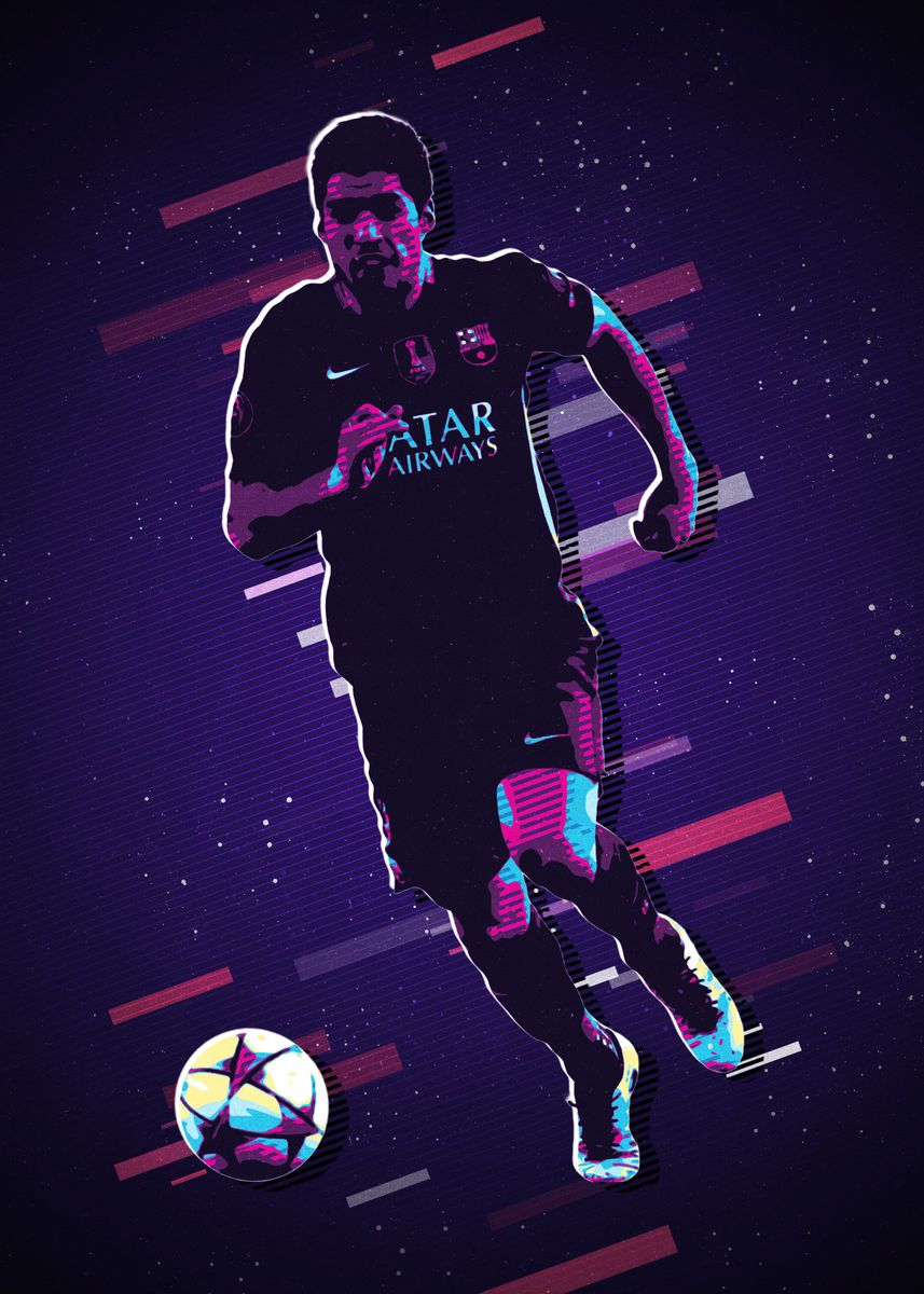 'Luis Suarez Football Retro' Poster, picture, metal print, paint by ...