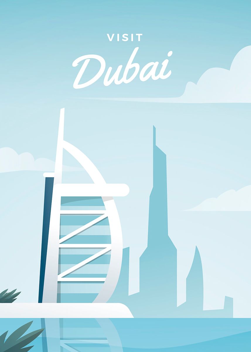 'Visit Dubai' Poster, picture, metal print, paint by Designersen | Displate